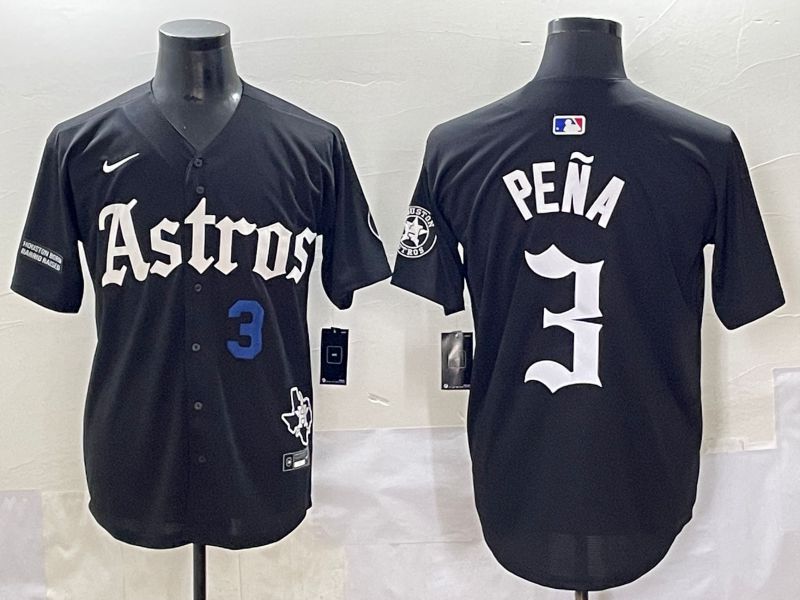 Men 2025 Houston Astros #3 Pena Black Five generations Joint Name Nike MLB Jersey style 10->houston astros->MLB Jersey